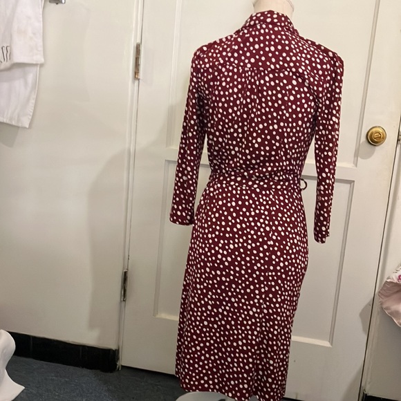 Faith and Passion Brand, size small burgundy dress white polka dotted dress. - Picture 4 of 6
